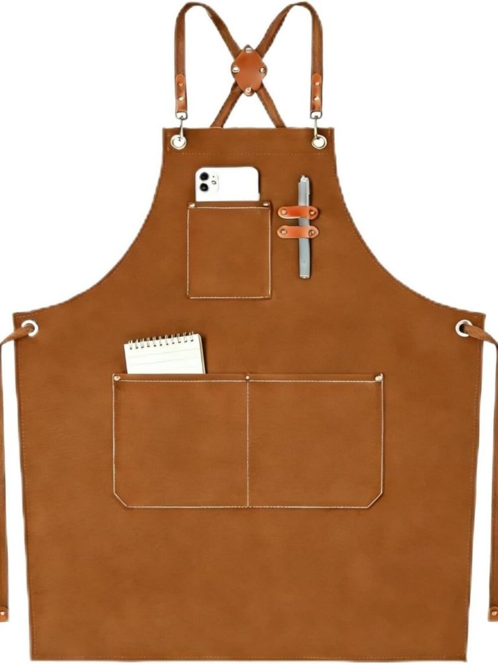 Waterproof Canvas Chef Apron for Men & Women, Large Pockets, BBQ & Cooking Tool